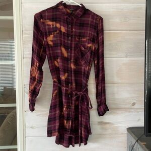 Forever‎ 21 Bleach Distressed Handmade Long Shirt Dress